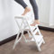 Blanc Escabeau à 3 marches Bois, Marche-pieds pliable, Marchepied Tabouret échelle Securité Antidérapant for Adultes Enfants pour camping-car Cuisine Bibliotheque Intérieur Extérieur, Max.150 kg