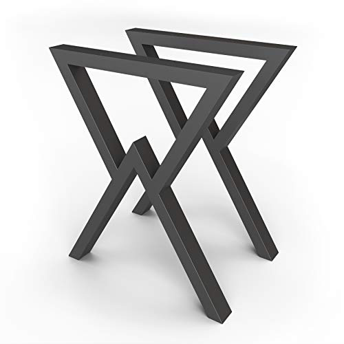 Sossai® Structure de Table en Acier | Cadre de Table | Design - Pieds de Table | TKG3 | Couleur: Noir | 2 pièces | Largeur 60 cm x Hauteur 72 cm | Profil: 60 x 40 mm