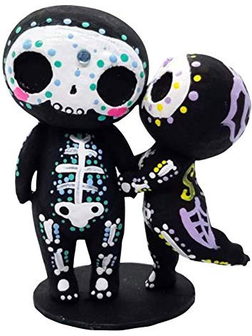 D-Rings Toys Sugar Skull Couple Statue,Zuckerschädel Paar-Figur Dekoration, Harz Statue Skelett Figur Statuen Ornamente, Romantische Figur Hochzeit Statuette, Tag der Toten Deko (1PC)