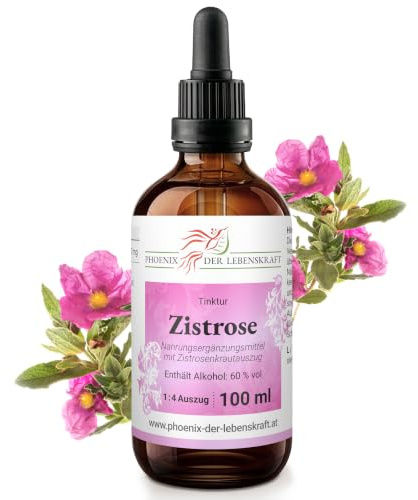 Zistrose 100ml Tinktur im 1:4 Auszug | Cistus incanus Tinktur von Phoenix der Lebenskraft | inkl. Pipette | vegane Nahrungsergänzung | 2000mg Tagesdosis