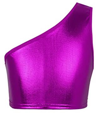MSemis Top Deportivo de Danza Ballet para Niña Crop Top Brillante de Gimnasia Maillot Elástico de Patinaje Artistico Camiseta Corta de Danza Fucsia 9-10 años