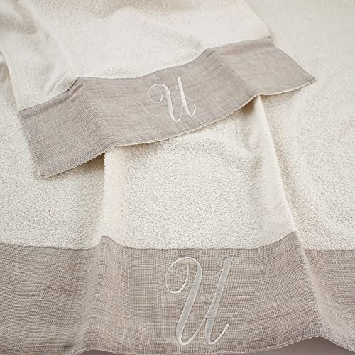 MaryHome Handtuch-Set 1+1 mit Initial-Stickerei Buchstabe (U)