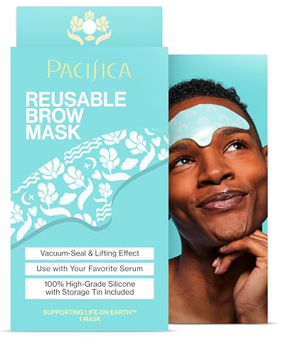 Pacifica Beauty Reusable Eyebrow Mask 100% Silicone Vacuum Sealing & Lifting Effect Minimise Fine Lines + Wrinkles Pair with Serum Storage Tin Included Vegan + Cruelty Free
