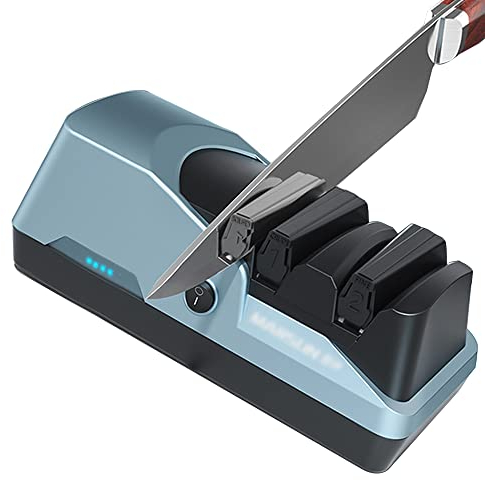 MNSRRN Electric Knife Sharpener, USB Rechargeable Sharpener for Home Fast Straight Knife, Helps Repair Restore Blade Sharpener