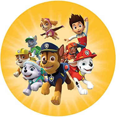 Tortenaufleger Paw Patrol gelb, rund 20cm Fondantpapier PREMIUM