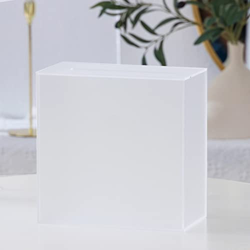 UNIQOOO Mattierte Acryl-Hochzeitskarten-Box mit Schlitz, dick, zum Selbermachen, groß, 25,4 x 25,4 x 14 cm, ohne Druck, Hochzeitsempfänge, Wunschbrunnen, Spardose, Geburtstag, Erinnerungsbox,