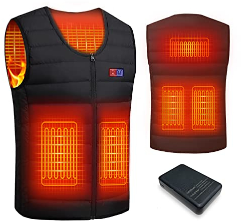 Beheizbare Weste Herren & Damen Wärmeweste mit Akku 5V 10000 mAh - Heizjacke 5 Heizzonen 3-Stufige Temperaturregelung - Heizweste für Winter Outdoor-Aktivitäten