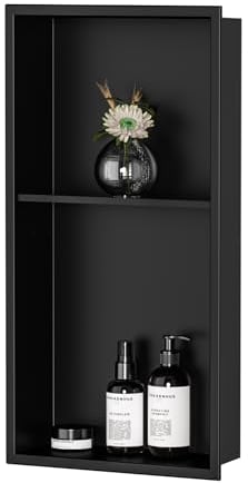 Neodrain Wandnische Dusche Edelstahl Duschnische Doppelregal Schwarz Lagerung für Badezimmer 60 x 30