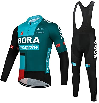 SGCIKER 2022 Team BORAHansgrohe Lange Ärmel Radtrikot Set, Herren Dünne Sonnenschutz Atmungsaktive MTB-Fahrradbekleidung Fahrrad Shirt Bike Clothing Gel Pad (3XL)