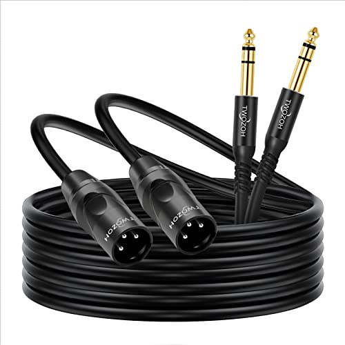Twozoh XLR Macho a Cable TRS estéreo 6,35 mm 0,3M 2 Unidades, Cable Jack 6,35 mm equilibrado a XLR Macho 3 pines (Profesional/Hifi)