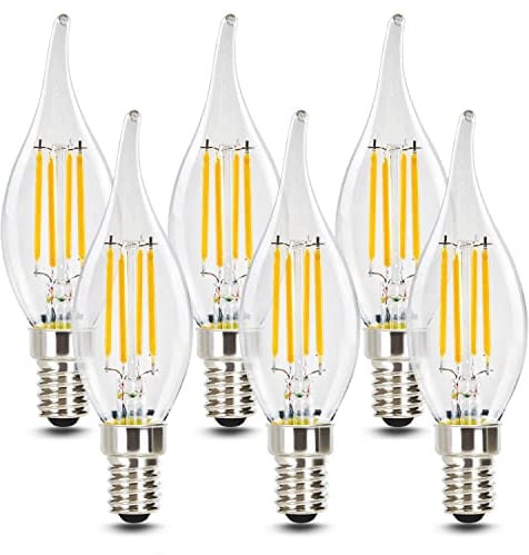 GBLY 6 er pack LED E14 Glühbirne Leuchtmittel: Lampe Warmweiß kerze Birne 4W 2700K Filament Retro Edison Glühlampe Vintage Light Bulb Glas Energiesparlampe - Nicht Dimmbar