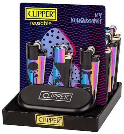 1 x Accendino Clipper Icy Mushrooms Edizione Speciale - Accendino a gas Clipper limitato Accendino Bong Accendino per pipa Accendino usa e getta