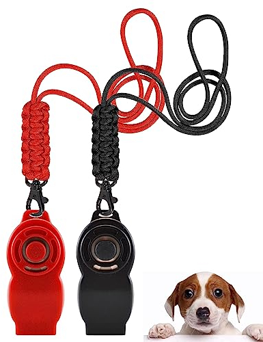 TODREMOU Hundepfeife Rütter Rückruf X 2 Pack-Hochfrequenter Ton, 2-In-1-Design, Professionelles Hundetraining, Kann Vom Menschlichen Ohr Gehört Werden,A (Schwarz+Rot)