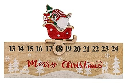 Weihnachts 24 Tage Countdown Kalender Holz,Weihnachts Adventskalender mit Weihnachtsmann-Schieber,Santa Claus Tisch Schreibtisch Kalender Ornament für Weihnachten,Tage zählen mit Weihnachten Theme