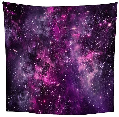 Lieson Wandteppich Universum Galaxie, Wandtuch Lila Wandbehang Tapisserie für Wohnzimmer Schlafzimmer Wohnheim Wanddeko, 150x150CM