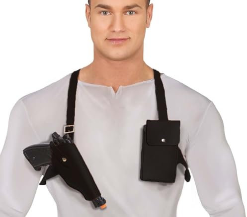 Uncharted Tactical Shoulder Holster with Gun & Pouch Fancy Dress Accessory