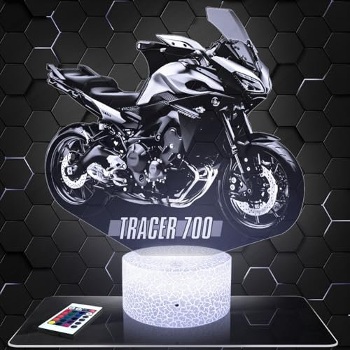 Lampe de chevet Moto Tracer Y décoration Motard. Idée cadeau homme objet Moto Tracer Y veilleuse adulte déco chambre. Idee cadeau noel homme original