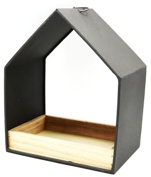Vogelhaus Zink dunkelgrau m Holzeinlage+Ring z hängen