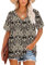 NARRAME Tops para Mujer Camisetas Verano túnica Manga Corta Tops Cuello Pico para Mujer Paisley Floral Boho Negro Small S 34-36
