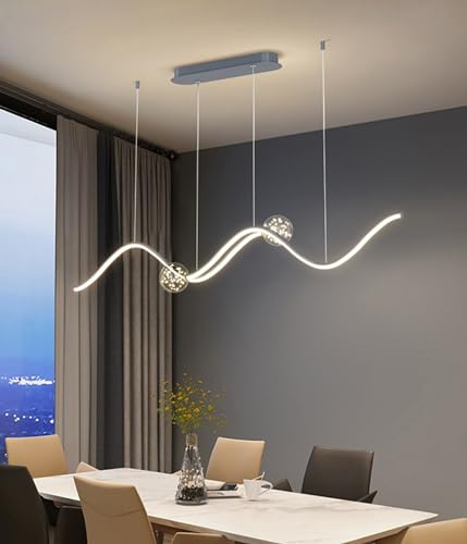 DDYY LED Dimmbar Pendelleuchte Modern Neu Entwurf sternenklarer Himmel Hängelampe höhenverstellbar Pendellampe mit Fernbedienung Hängeleuchte für Esstisch Wohnzimmer deckenlampe hängend (grau)