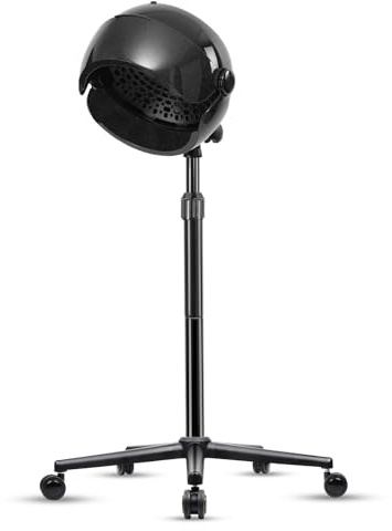Wuissvnb Hooded Hair Dryer, Stand Hair Dryer, Professional Hooded Dryer on Wheels with Digital Display, Touch Controls and 3 Temperature Settings for Salon and Home Use - Black