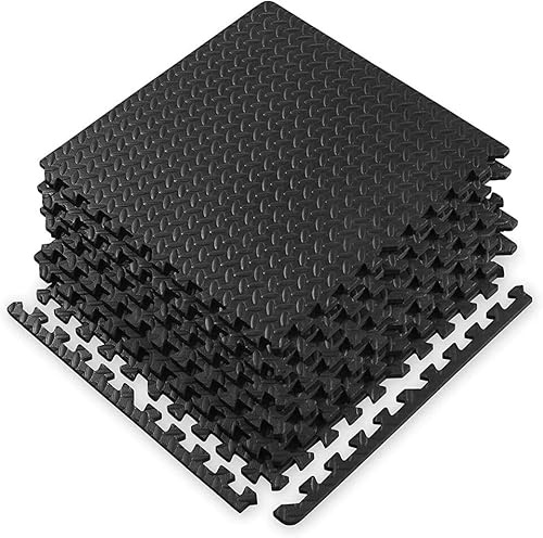 Top Home Solutions® Gym Flooring – 10mm Pack of 4 Interlocking Floor Mats 60 x 60cm, Eva Puzzle Rubber Tiles, Non-Slip Rubber Foam Mats, For Home Workout, Garage, Yoga & Fitness