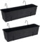 Tymar Fioriera da balcone con supporto, 2 pezzi, in rattan, in plastica (2 confezioni), antracite, 50 cm