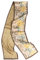 Prettystern Herren Damen 2-lagig schmal SeidenSchal Krawatten-Schal für Frühling Sommer Gold Bunt Blumen DS17