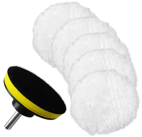 7 Piece 3 Inch Wool Buffing Pad, Drill Buffer Connecting M10 Drill Adapter, Buffing Pads, for Car Polishing and Waxing, Painting Tabletops, Old Leather Sofas, Tile Polishing