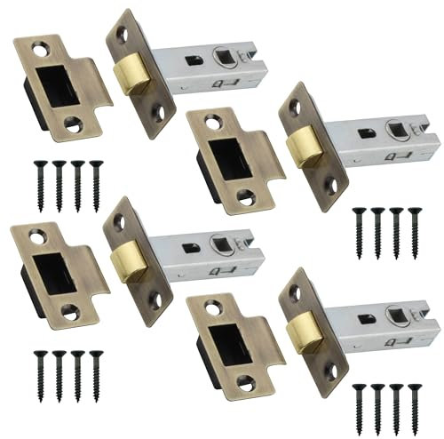 Tubular Latches Mortice Door Latch | Antique Brass | 3 Inch / 78mm | Pack of 4