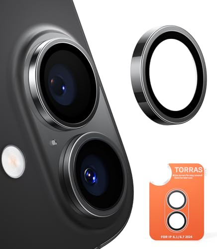 TORRAS für iPhone 16/16 Plus Kameraschutz [Bruchsicherer Militärgrad & Langlebigkeit] Kratzfest & Sturzsicher für iPhone 16/16 Plus,Schwarz
