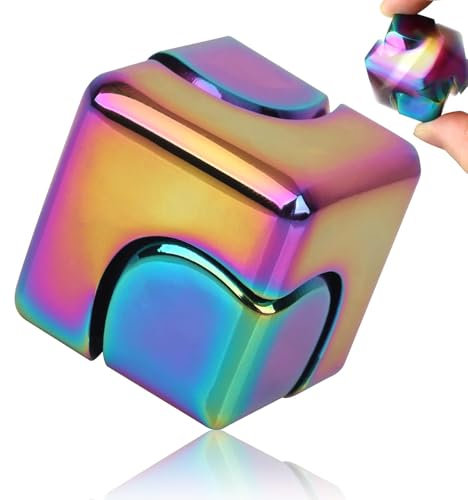 Fidget Toy, Fidget Spinner Cube for Adults, Cool Gadgets Desk Office Toys Metal Fingertip Gyro, Leisure Stress Relief Tabletop Toy as Gift for Kids/Teens/ADHD/Autism (Rainbow)