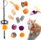 Speedy Panther 13 Pcs Cat Toys - Indoor Cat Spider Teaser Wand, Halloween Kitten Wand, Interactive Spring Mouse & Plush Ball Toys