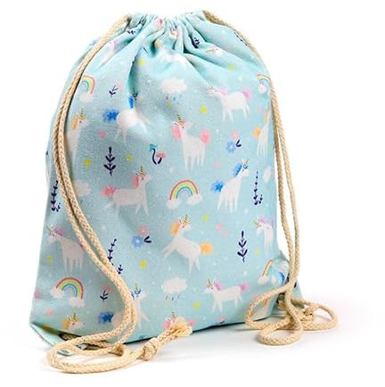 Grupo Darik Kinder-Rucksack mit Kordelzug, für Schule, Strand, Pool, außerschulisch, aus robustem Nylon, mit verstellbaren Kordeln, Einhorn, Mediano-Grande