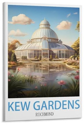 LNHZGNJNH Kew Gardens Richmond Vintage-Reiseposter, 50 x 75 cm, Leinwand, Wandkunst, Wandbild, Gemälde, Dekoration, Wohnzimmer, Schlafzimmer, Dekoration