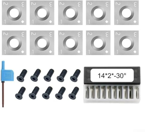 Lot de 10 emporte-pièces carrés en carbure de tungstène de 14 mm avec vis et clés pour tour à bois