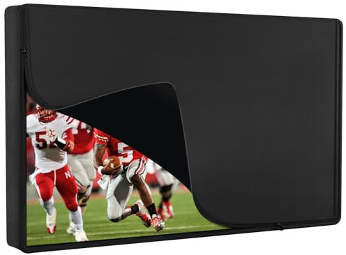 EZ-DONGTENG Funda de TV impermeable y resistente a la intemperie de 65 pulgadas con cremallera, cubierta de TV de pantalla plana para exteriores, protector de tela gruesa negra alrededor