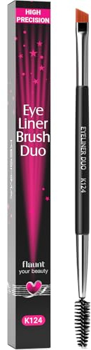 Angled Eyeliner Brush Duo by KESHIMA – Extra Fine Eye Liner Brush & Spoolie