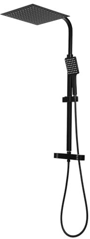 Easy Fresh - Juego de ducha con termostato, sistema de ducha de lluvia, sin grifo, con ducha de lluvia grande (30 x 30 cm) y alcachofa de mano, grifo de lluvia ideal para reequipar