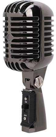 Annadue Microfono per Voce Dinamico retrò Classico, Vecchio Microfono per Voce Dinamico Vintage Microfono Cardioide con Supporto Regolabile per Parlato, Voce, Performance Strumentale