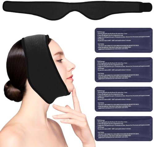 FAOKZE Weisheitszahn Kühlkompresse, Kühlpads für Weisheitszähne op Kühlkissen Gesicht Nach Zahn op Kalt Warm Kompresse, Kälte- und Wärmetherapie,4 Stück Gel Packs (Schwarz)