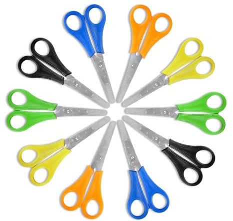 inodiref 10 Pezzi Forbici Punta Arrotondata Bambini Sicurezza Forbici per Bambini con Manico Forbici Scuola con Scala cm Forbici per Mancini Bambini per Artigianato Scuola e Famiglia DIY Scrapbooking