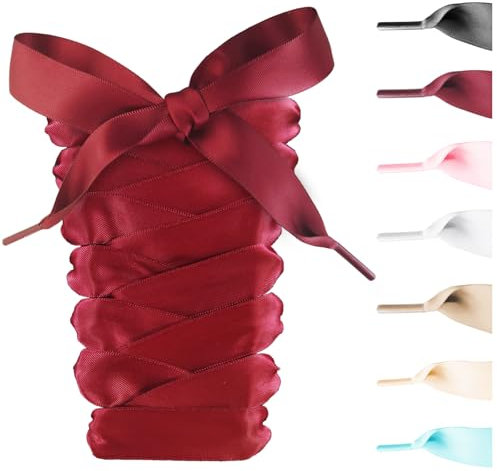 UamGlsob Cordones de satén cintas para zapatos Adidas Campus 00s, 3/4 pulgadas (20mm) de ancho, satinadas, planas, sedosas, para mujeres y niñas (Burgundy,54/140cm)