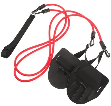 FOYTOKI Schwimmtrainingsseil mit Handpaddel Widerstandsleine aus TPR und Kunststoff Komfortables Schwimmbadzubehör für Indoor und Außenpools 30 Lb Zugkraft