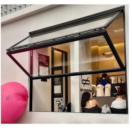 LVLDAWAuf- Und Abklappbares Fenster, Schiebefenster Aus 5 Mm Gehärtetem Glas, Servicefenster Aus Aluminiumlegierung Für Foodtrucks Mit Verriegelungsgriff