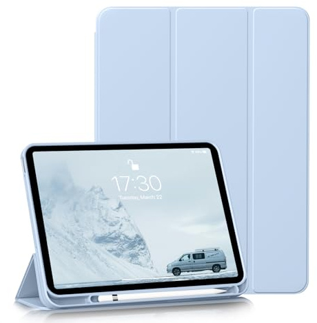 LIQIZE Hülle für iPad 11. Generation A16 2025/iPad 10. Gen 2022, Blau | Schutzhülle mit Stifthalter für iPad 11 Zoll/ 10,9 Zoll, Weicher TPU Rückseite Schutzhülle, Automatischer Schlaf/Aufwachen