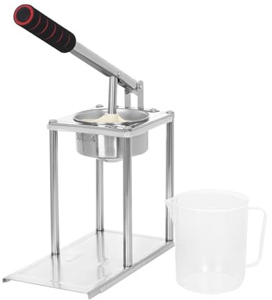 Manuelle Saftpresse Edelstahl (SUS304) - Professionelle Zitruspresse mit 500ml Messbecher, Flachsieb & Extra Großem Einfüllstutzen für Orangen, Zitronen, Granatäpfel - Leicht zu Reinigen