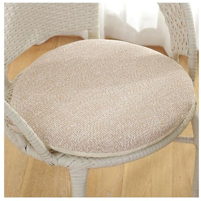 Sitzkissen Rund 35/40cm/45cm/50cm, Weiche Stuhlkissen mit Rutschfest Waschbar Cordstoff Sitzauflage Stuhl mit Reißverschluss, Sitzpolster Stuhlauflage für Indoor Esszimmer Küche Outdoor Garten(Beige,1