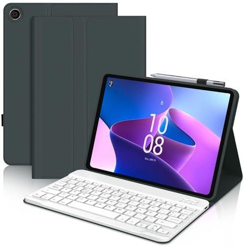 IVEOPPE Teclado Lenovo Tab M10 Plus 3rd Gen, Funda con Teclado Español Ñ Inalámbrico Magnético Desmontable para Lenovo Tab M10 Plus 3rd Gen, 10.61, Verde Oscuro