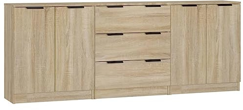 Emmtore Aparador de 3 Piezas Madera contrachapada Color Roble Sonoma